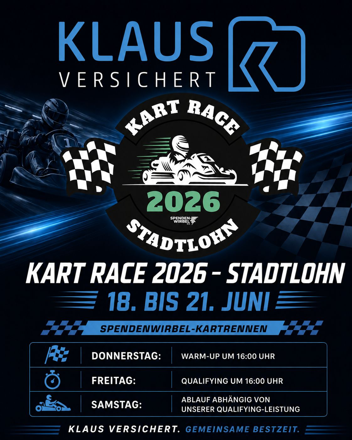 Klaus versichert Kart Race Event
